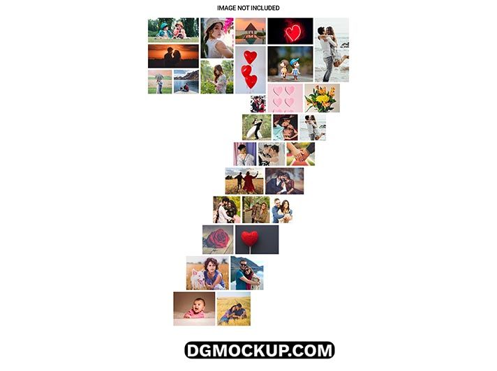 Seven Number Collage Grid Photo Frame Effect Free PSD Template Preview
