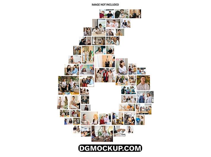 Six Number Collage Frame Grid Photo Effect Free PSD Preview