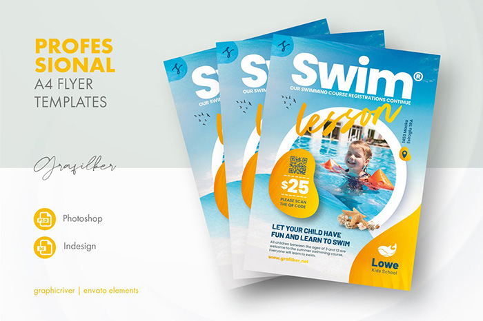 Swimming Lesson Flyer Free PSD Template