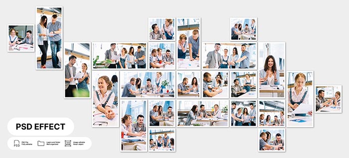 24 Photo Collage Grid Effect Frame Free PSD