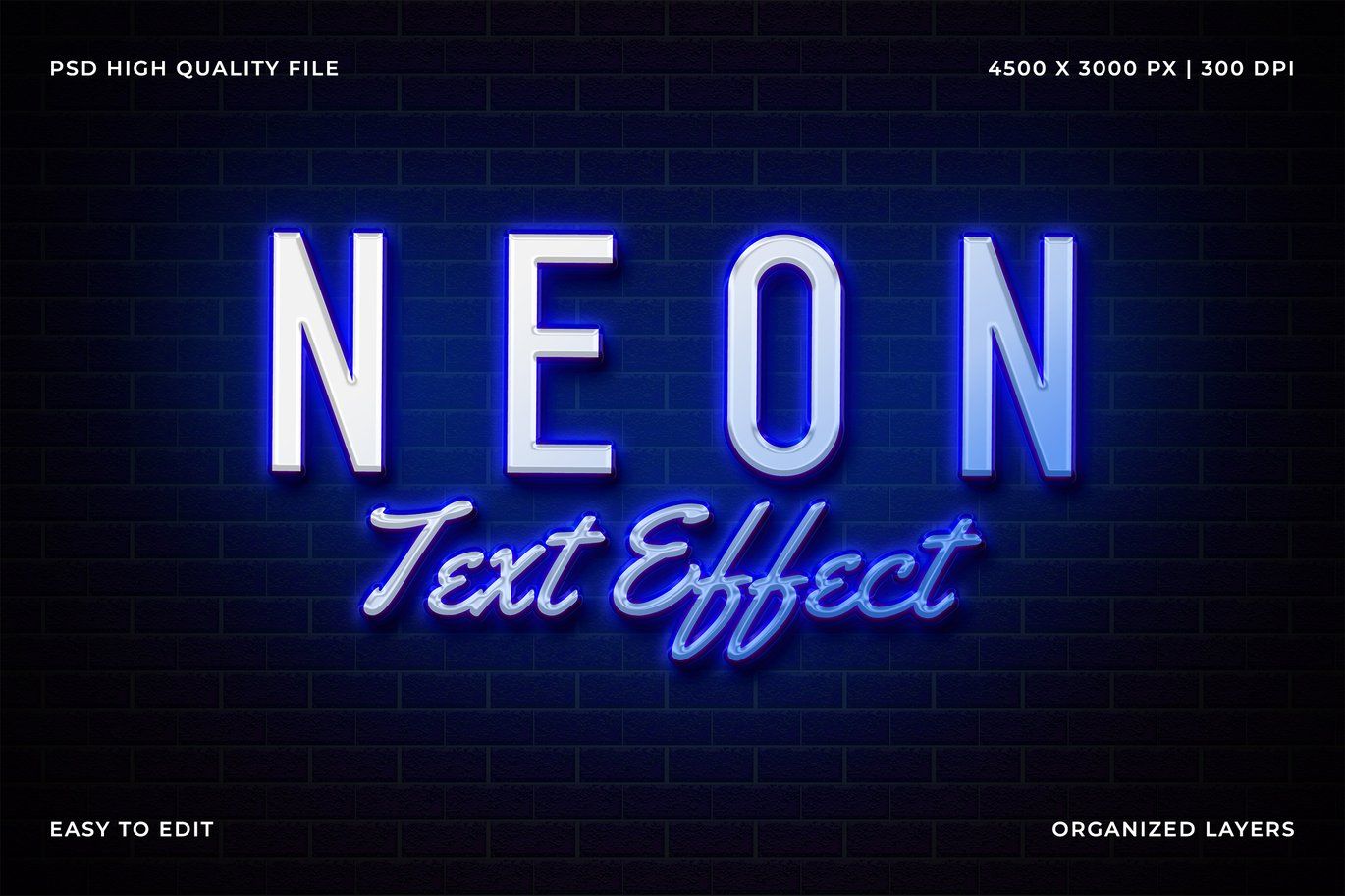 3D Neon Text Effect Free PSD Template