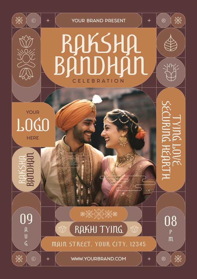 Burgundy Raksha Bandhan Flyer Free PSD Template