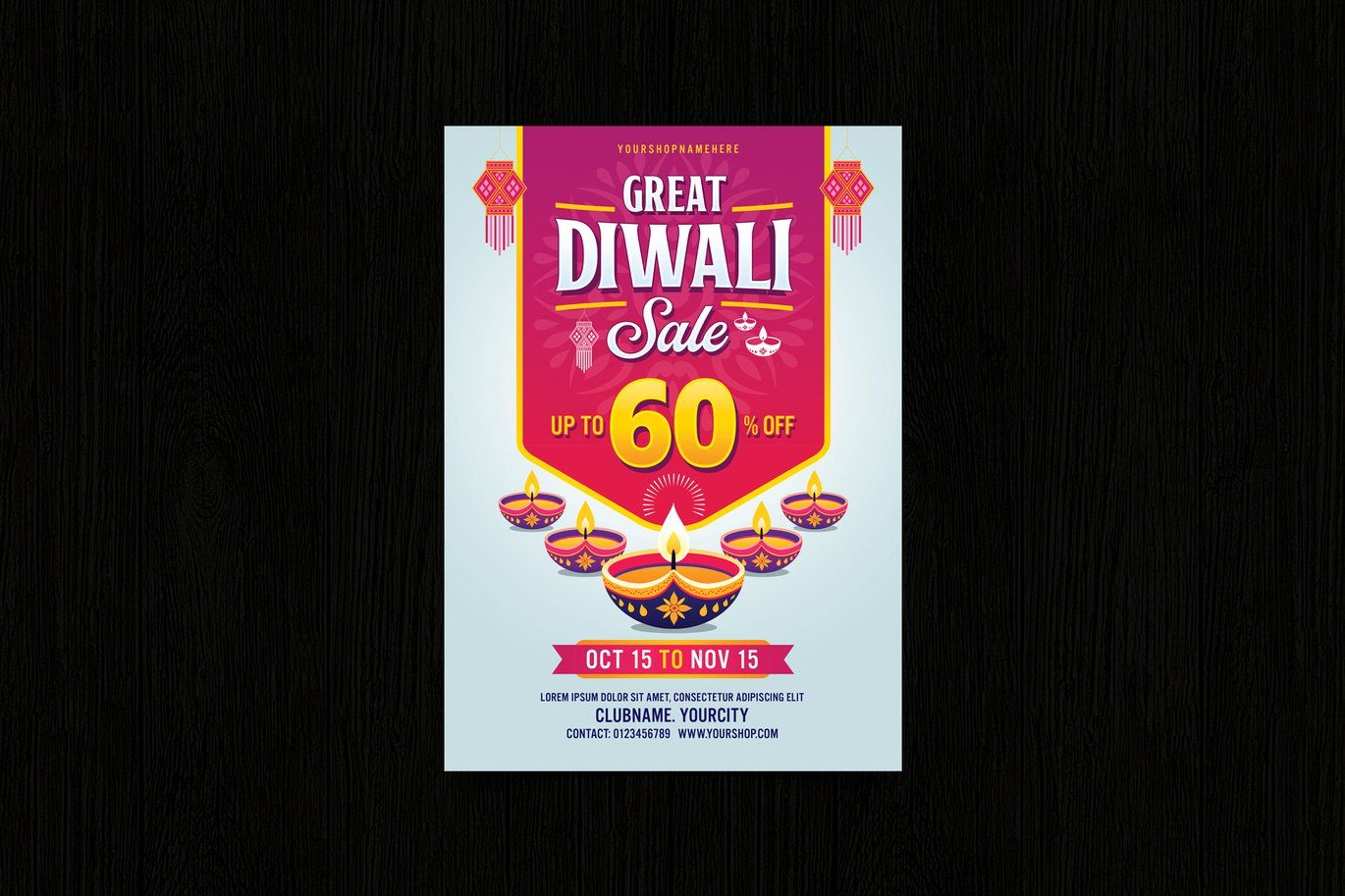 Happy Diwali Sale Flyer Free PSD Template