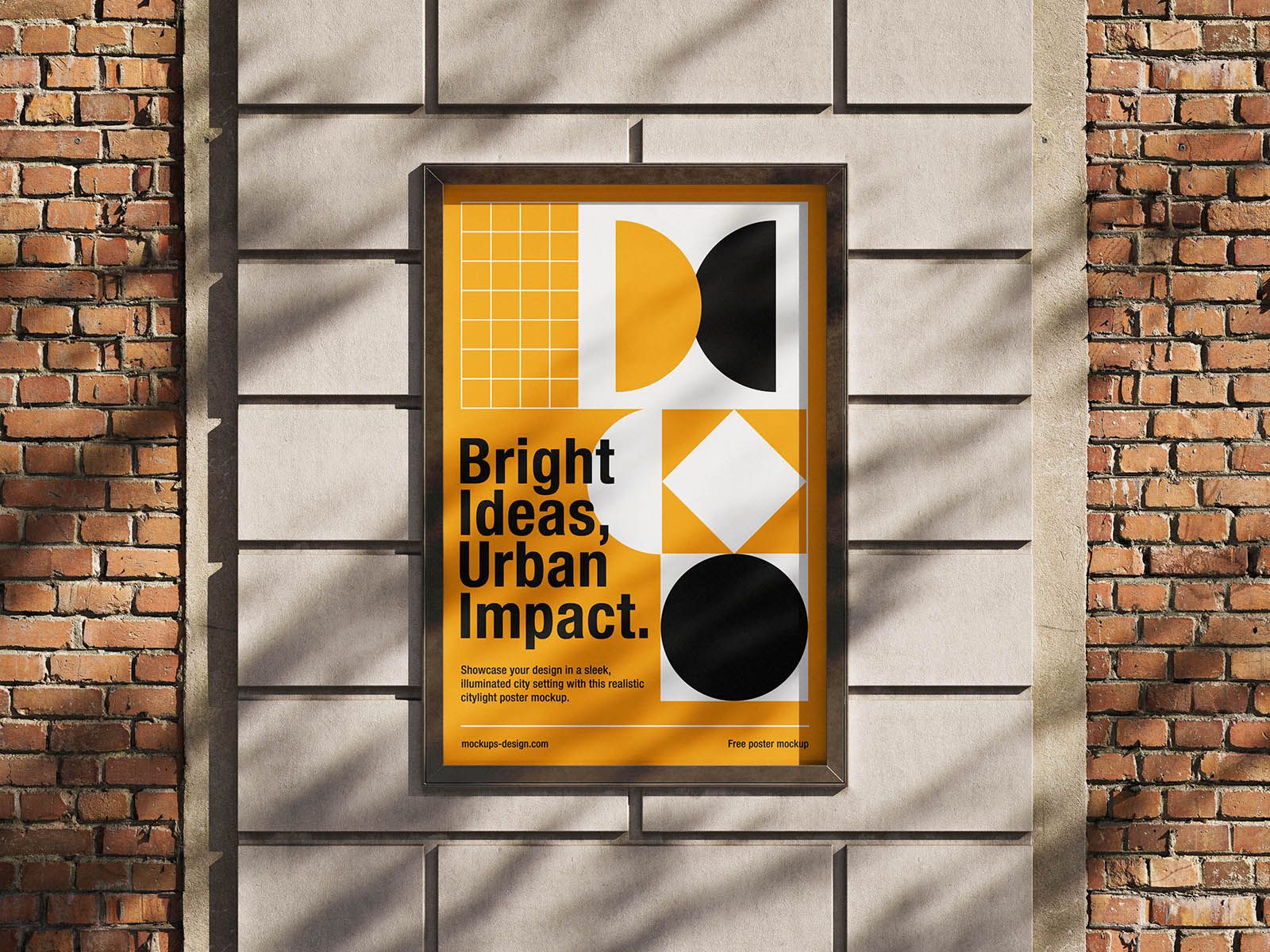 Free Square Promotional poster on wall PSD Mockup