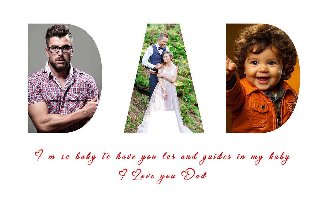 Happy Father's Day Design Collage Frame Free PSD 01