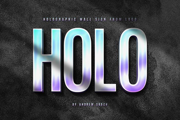 Holographic Logo PSD Mockup