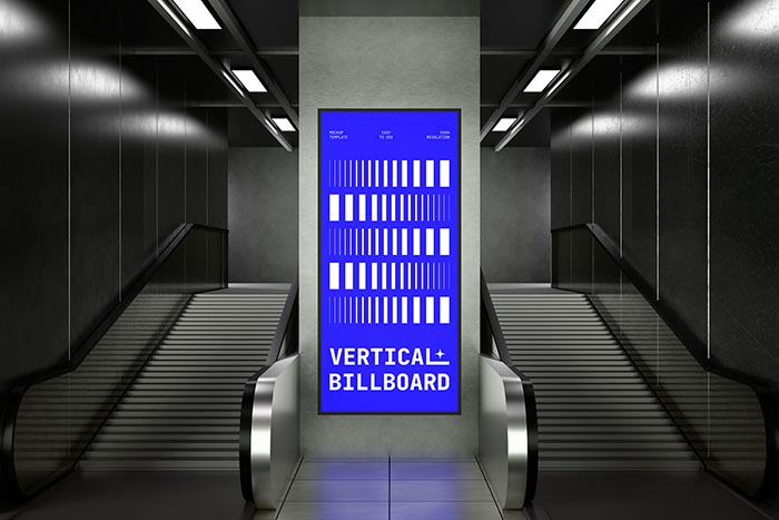 Indoor Vertical Billboard PSD Mockup