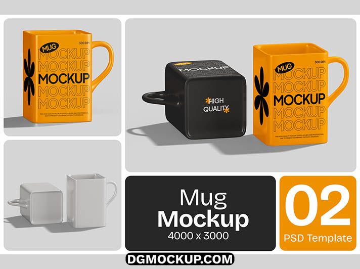 Modern Square Mug Mockup PSD Free Download 