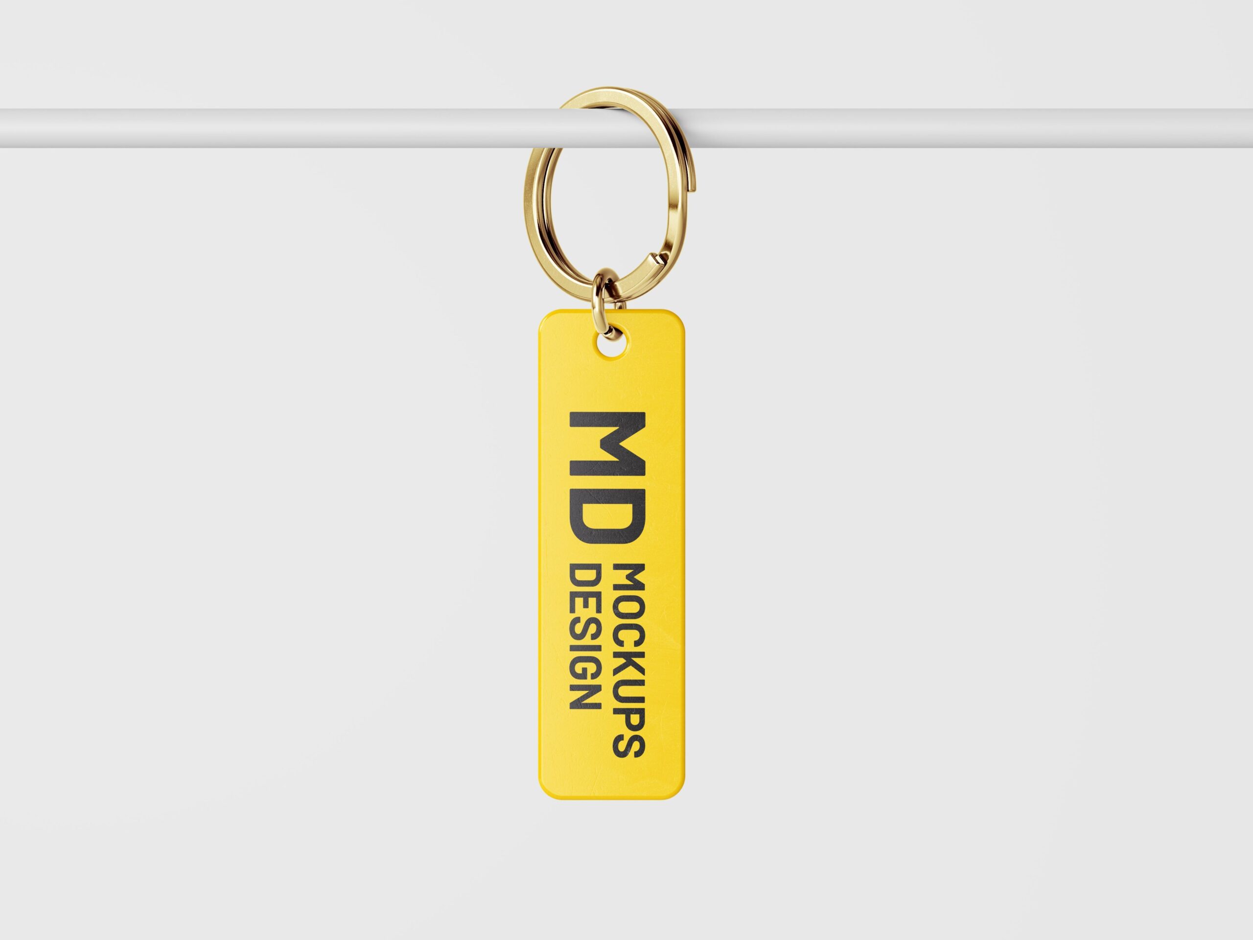 Free Rectangle Keychain Set PSD Mockup