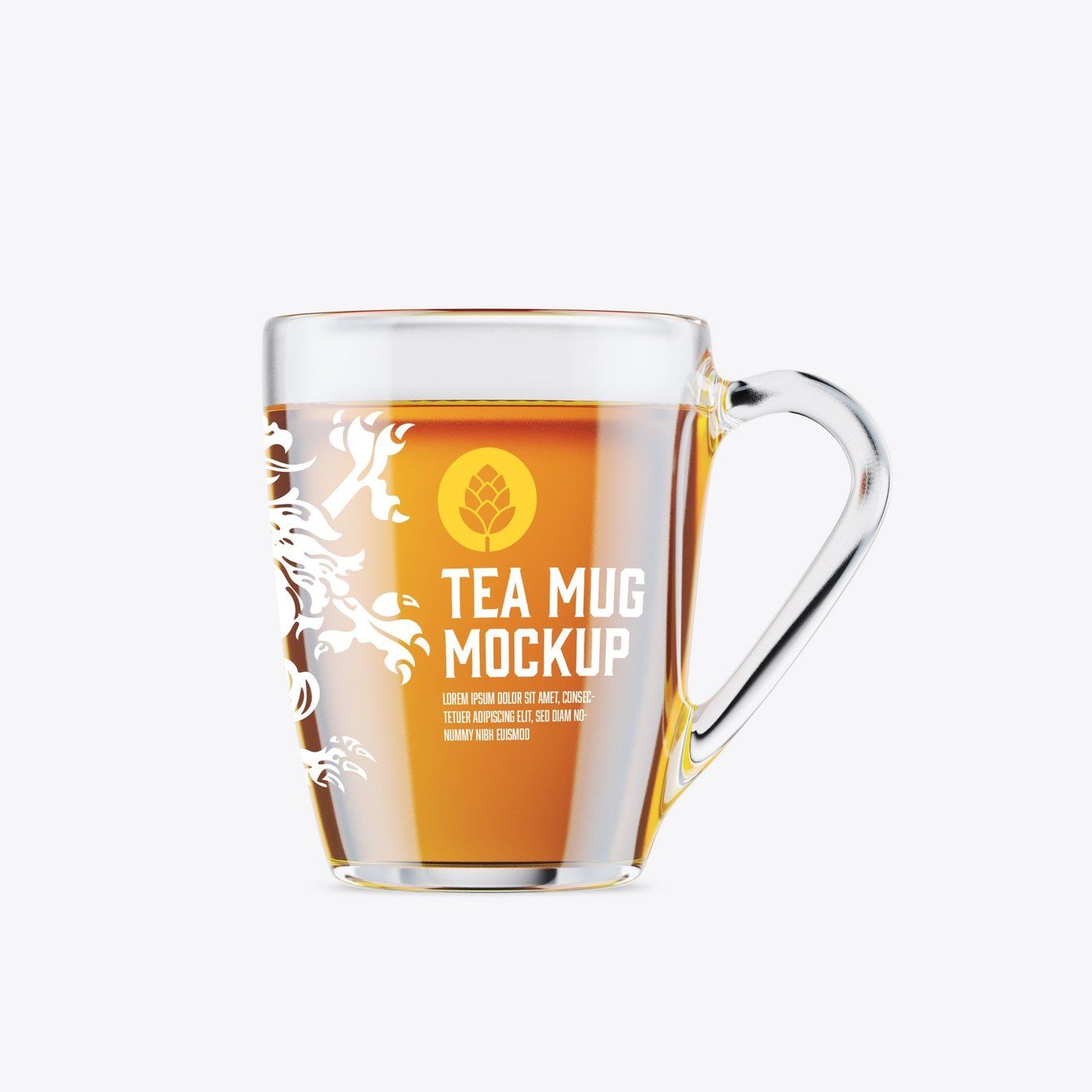 Free Classic clear glass mug PSD Mockup Download 