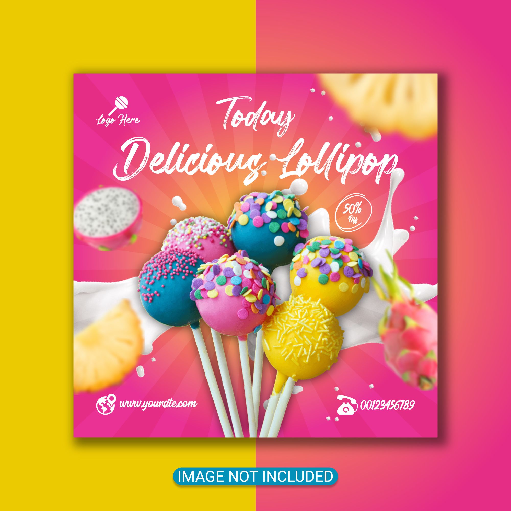 Special Lollipop Flyer Template or Social Media Post Design Vector