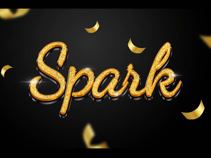 Spark Glittering gold text effect Free PSD Template