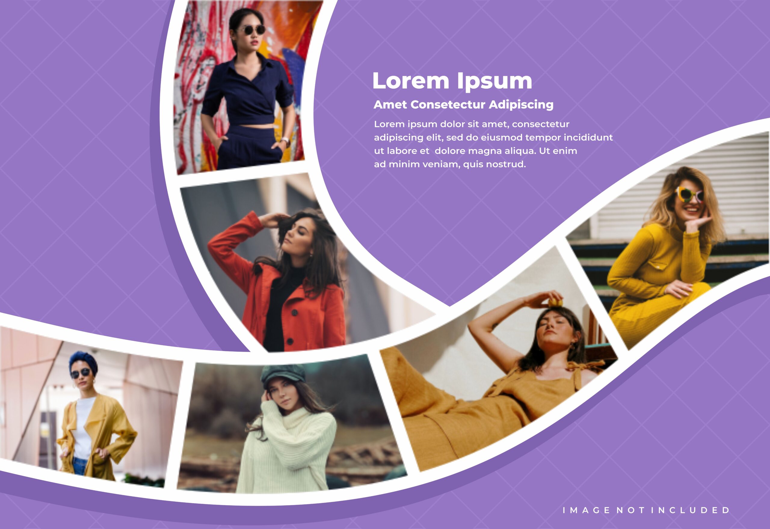 6-Frame Wavy Photo Collage PSD Template – Stylish Purple