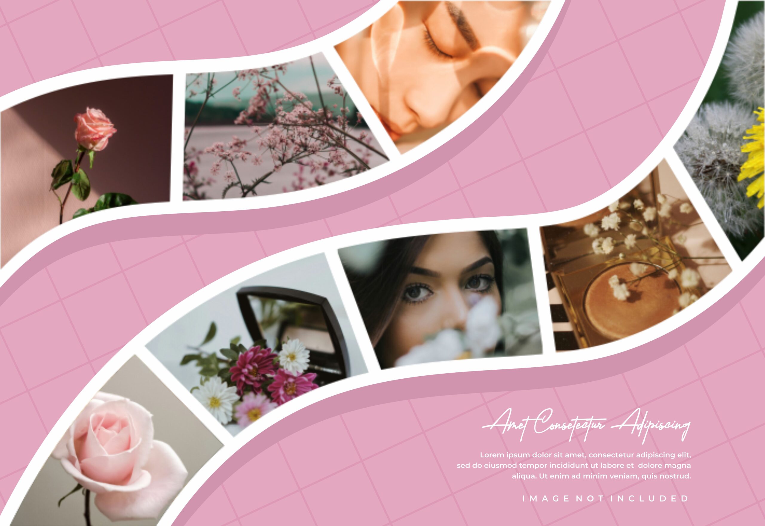 8-Photo Film Strip Collage Frame PSD Template with Vintage Style