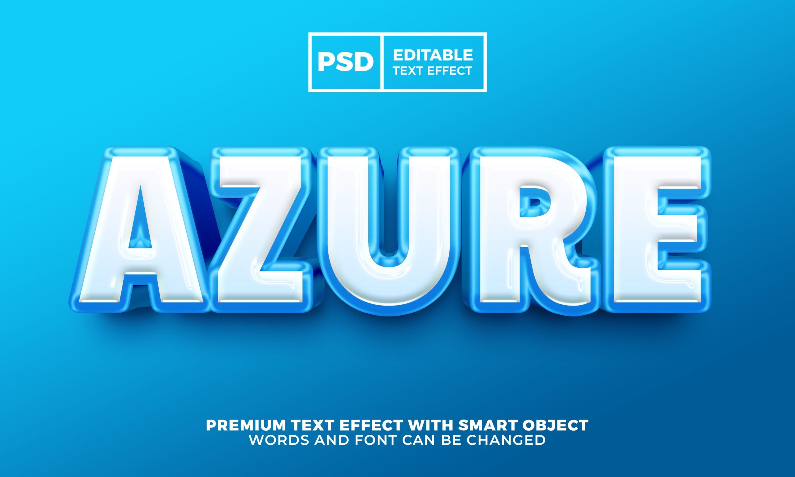 Azure Editable 3D Text Effect Style Premium PSD
