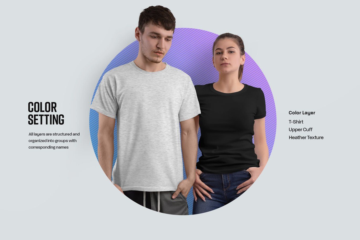 Couple T-shirt Free PSD Mockup