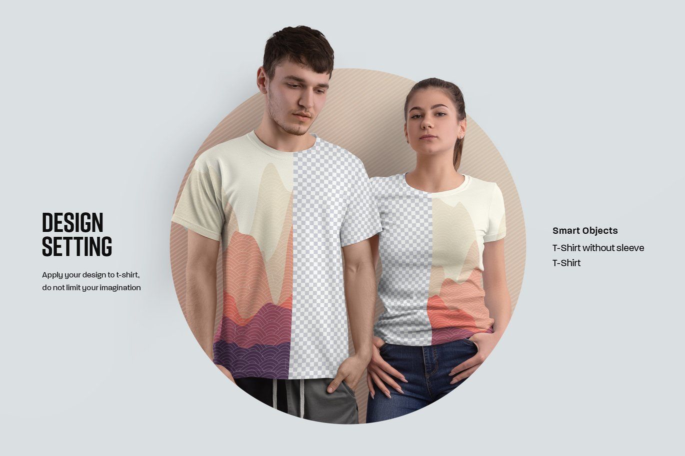 Couple T-shirt Free PSD Mockup