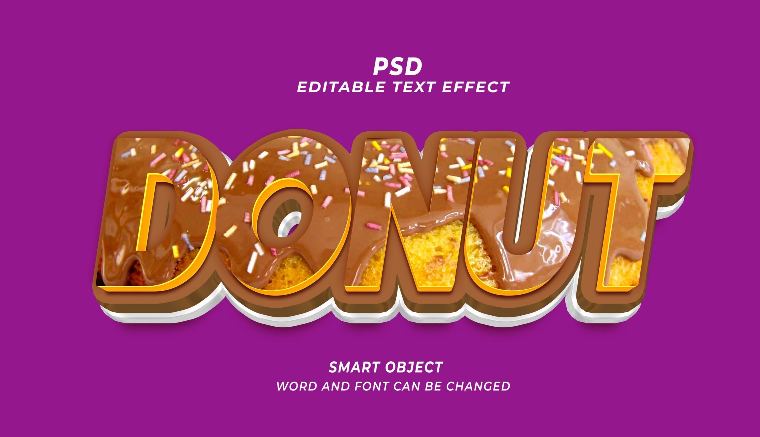 Donut Editable Text Effect PSD Free Download
