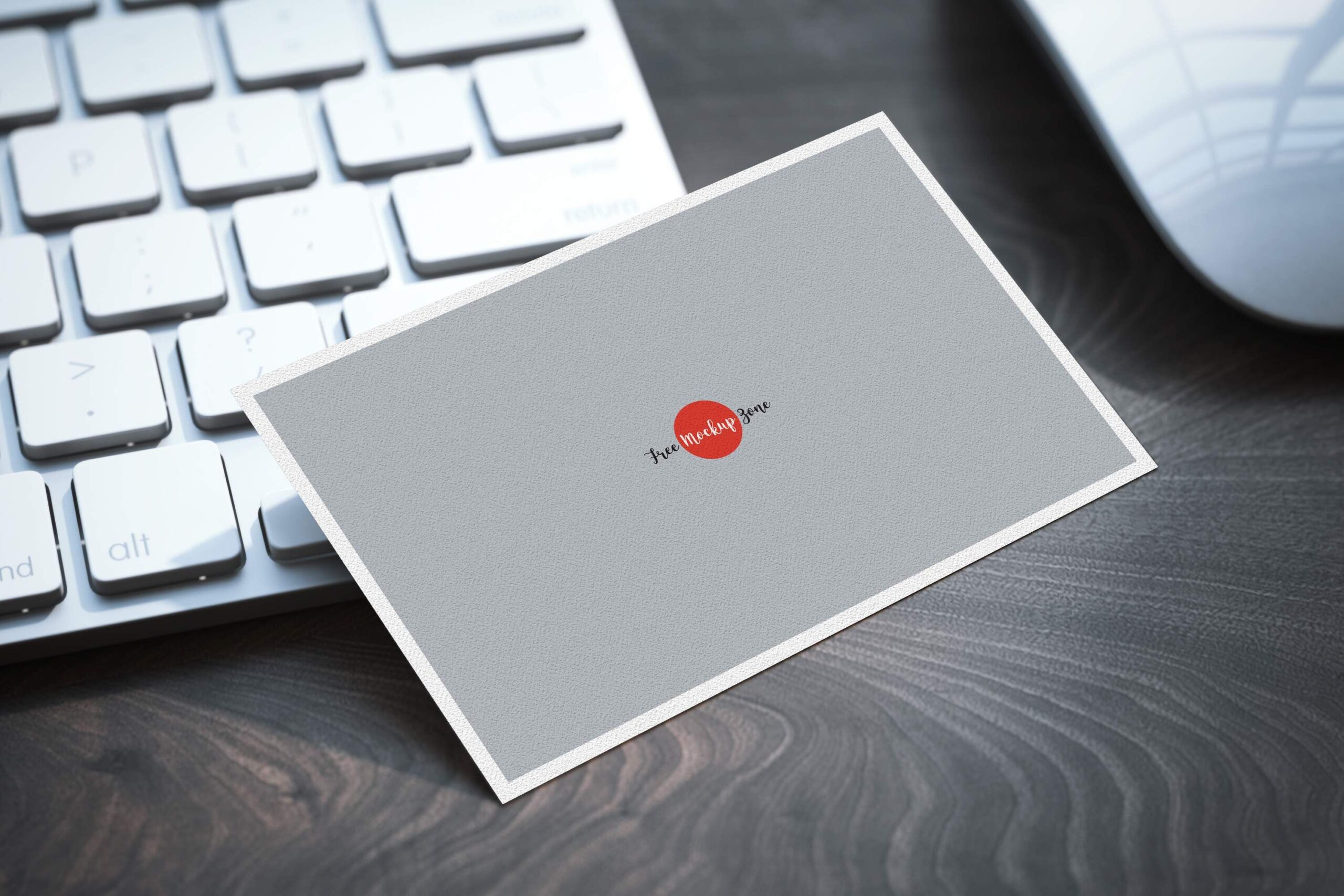 Free Business Card on Keyboard Mockup