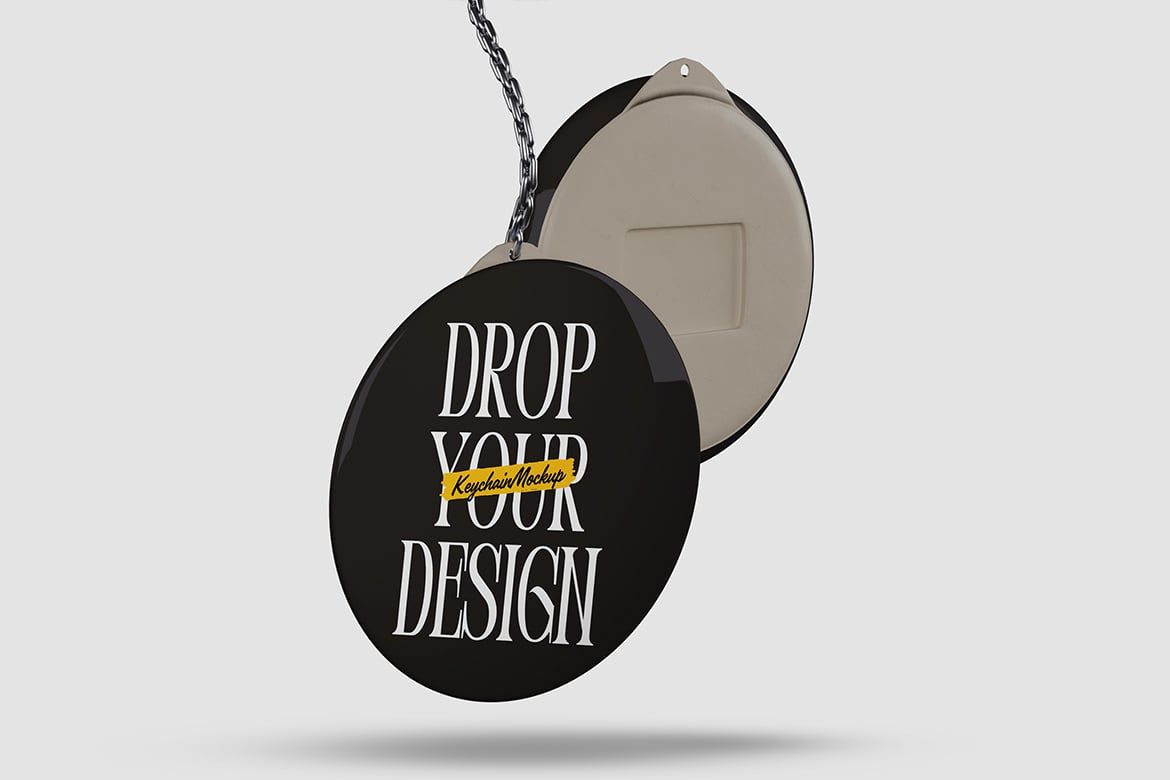 Free Circle Keychain Set - PSD Mockup