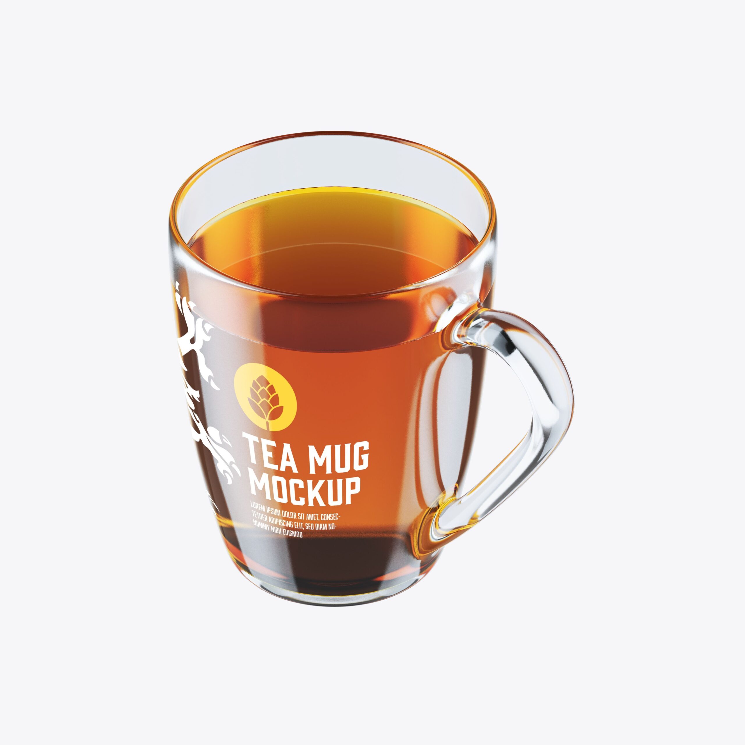 Free Classic clear glass mug PSD Mockup Download 