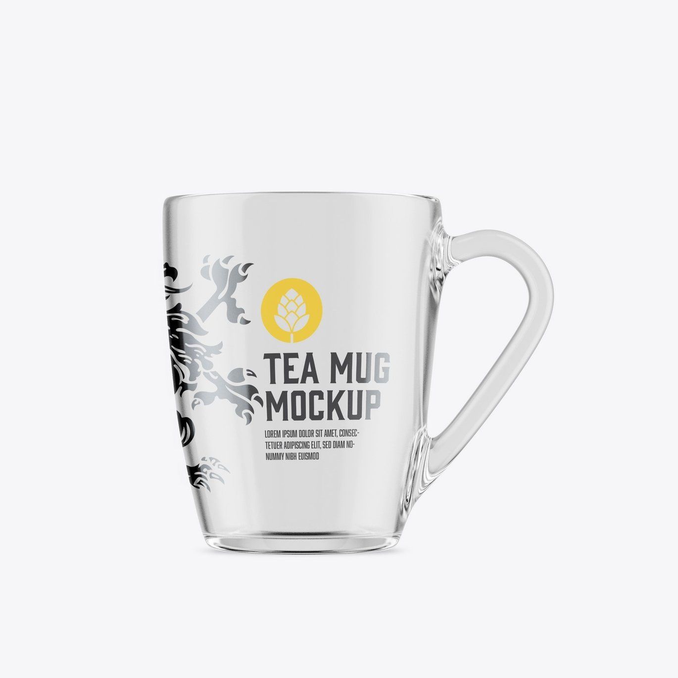 Free Classic clear glass mug PSD Mockup Download 
