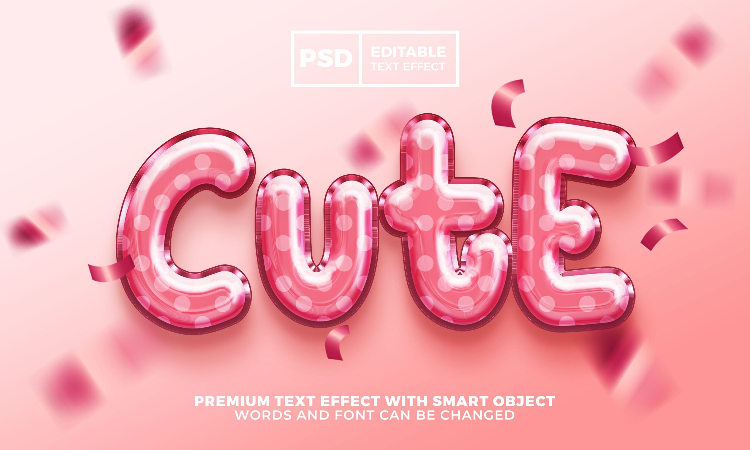 Free Cute Pink Glossy Balloon Foil Polkadot 3D Editable 