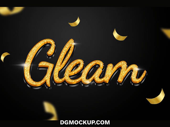 Free Golden Glitter Gleam Text Style PSD on Black Sparkling 