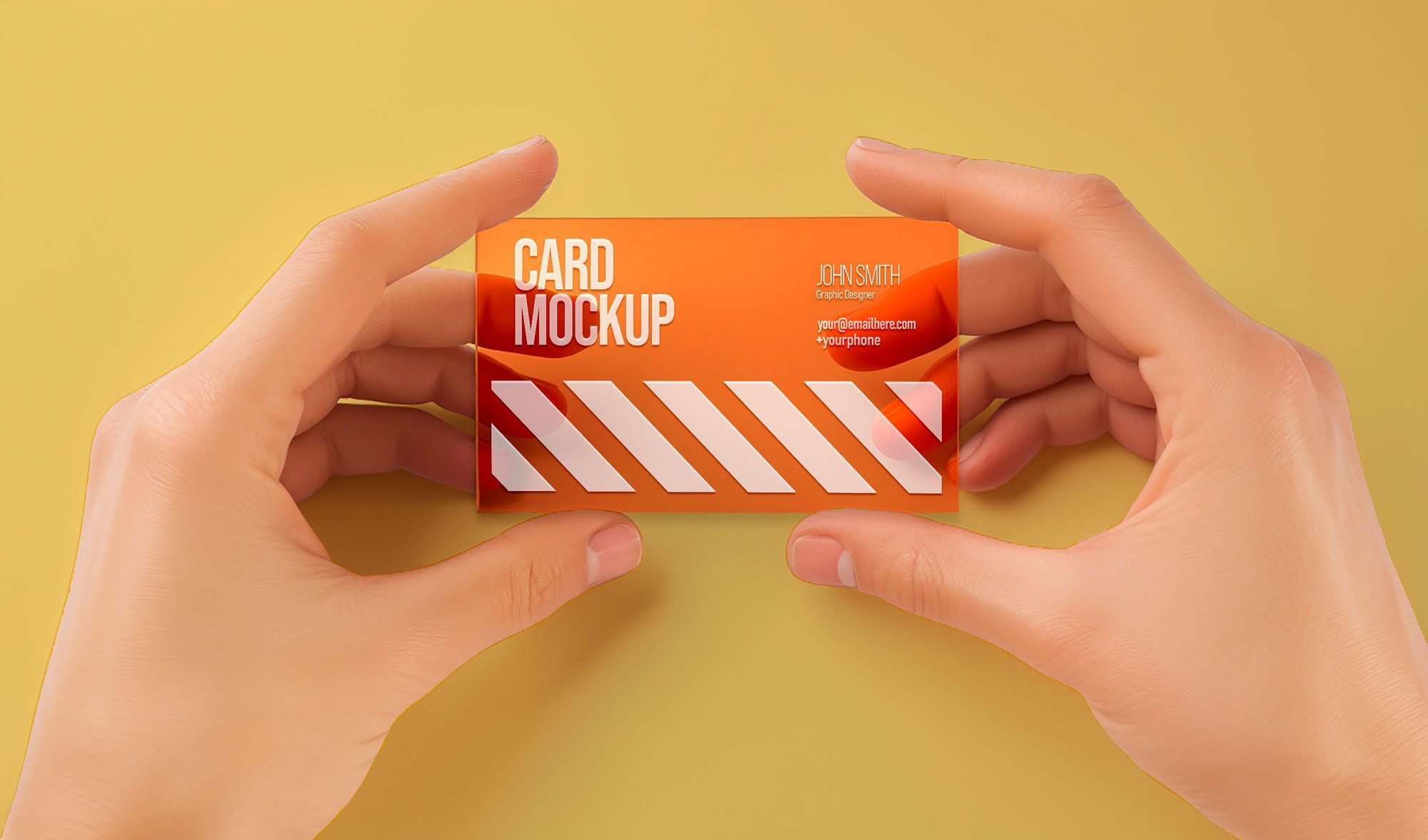 Free Hand Holding Transparent Business Card Mockup PSD