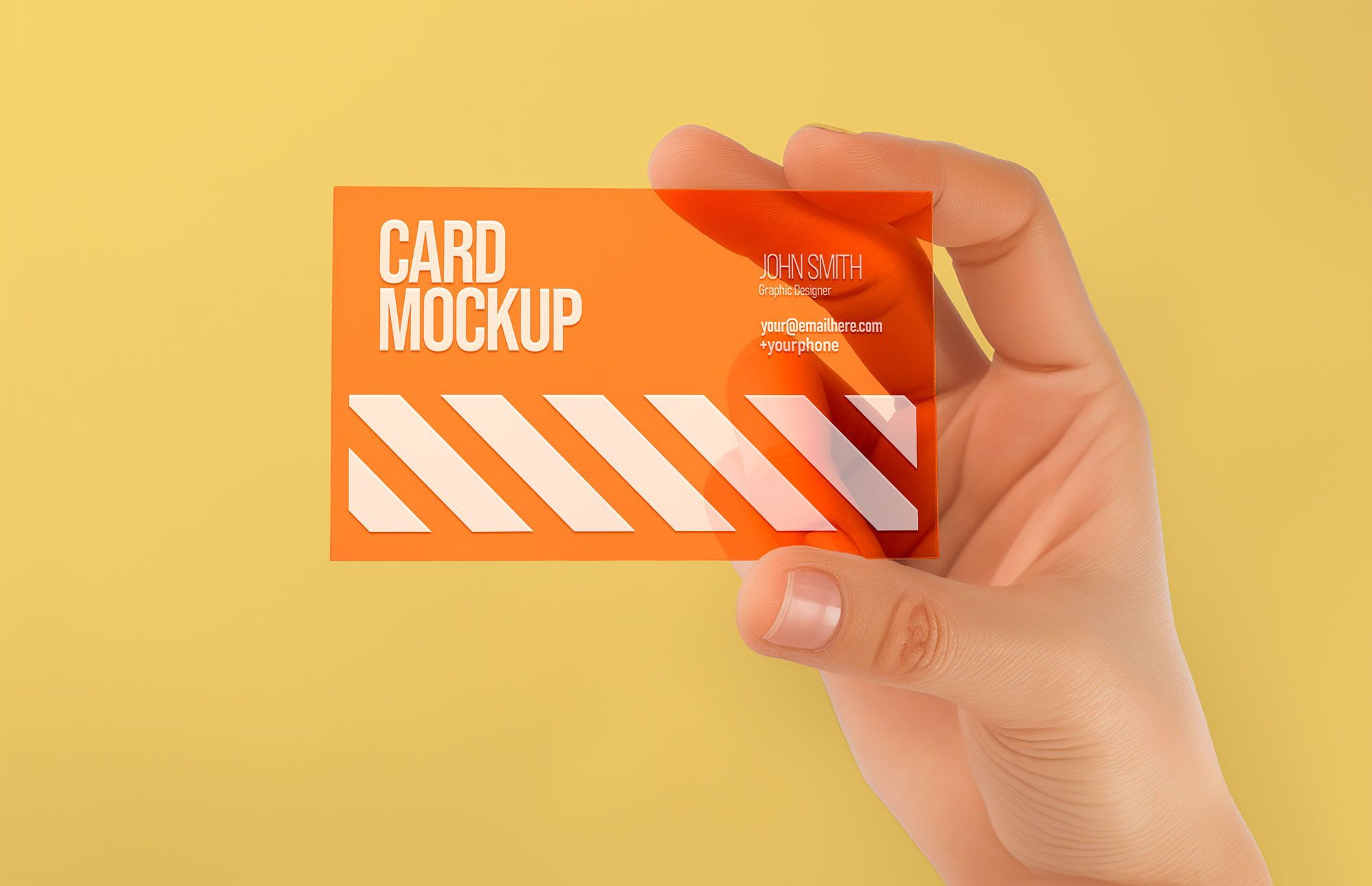 Free Hand Holding Transparent Business Card Mockup PSD