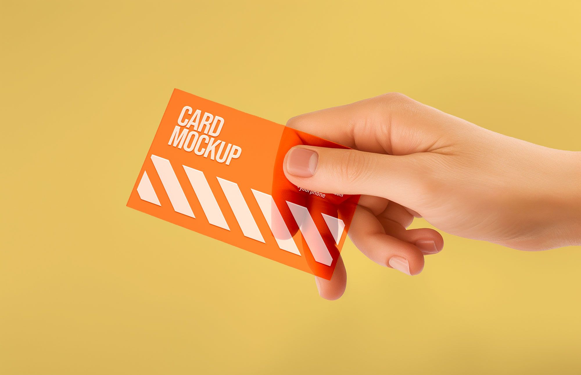 Free Hand Holding Transparent Business Card Mockup PSD