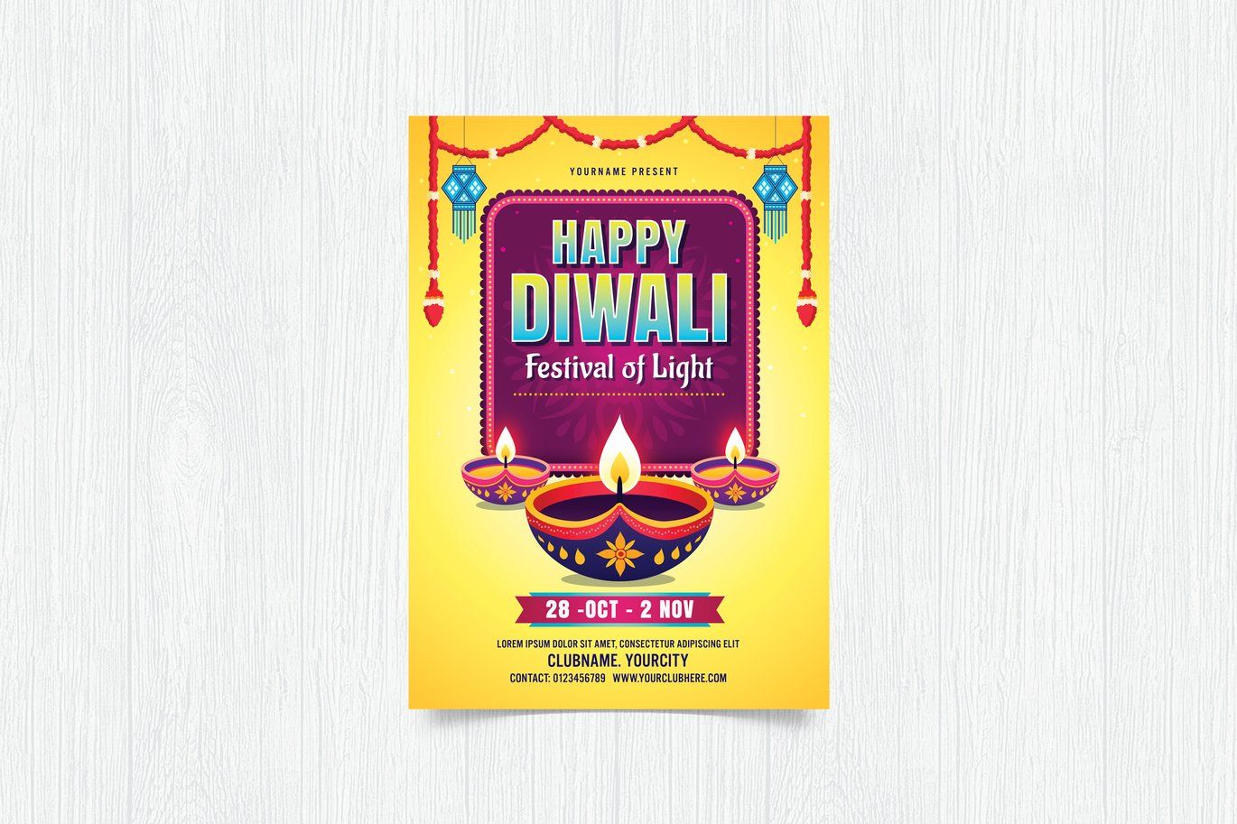 Free Happy Diwali Festival Flyer PSD Template