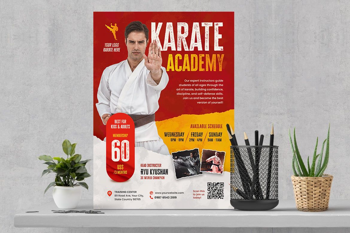 Free Karate Academy Leaflet Flyer PSD Template