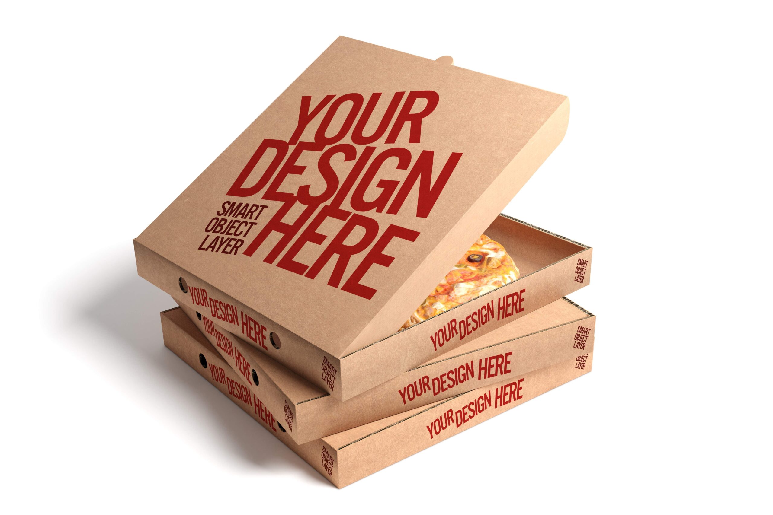 Free Pizza Open Box Packaging Mockup PSD