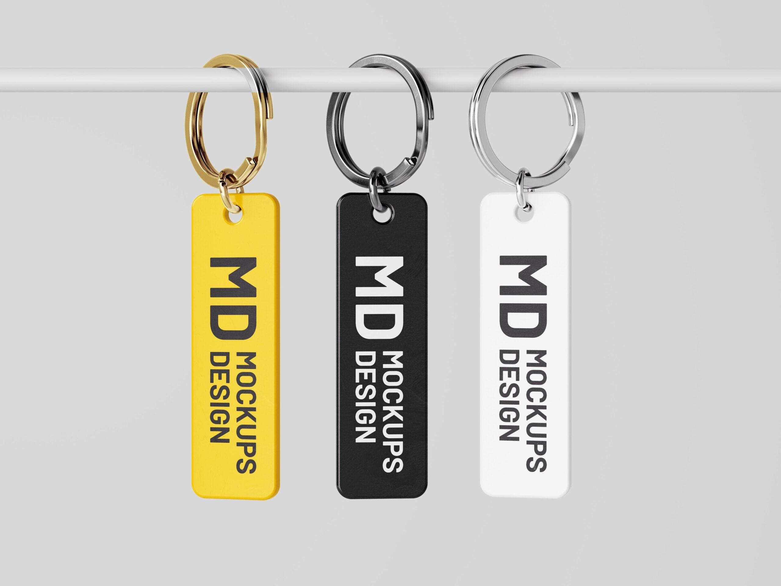 Free Rectangle Keychain Set PSD Mockup