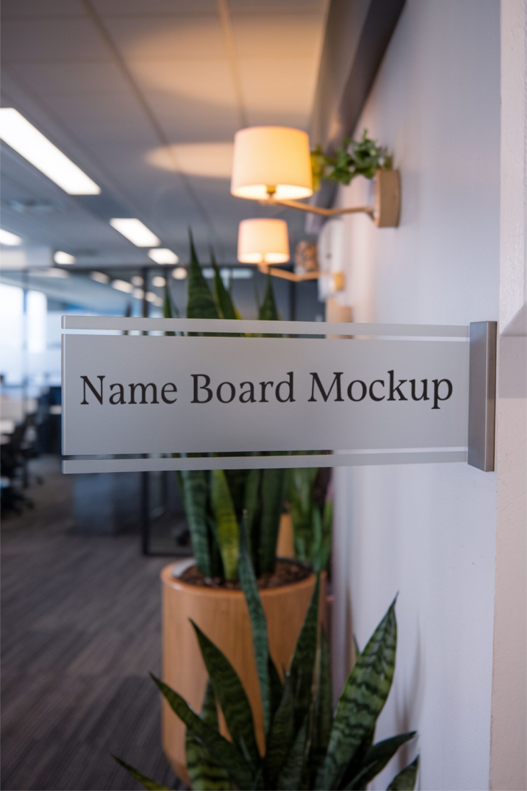 Free Wall Mounted Office Name Plate PSD Mockup