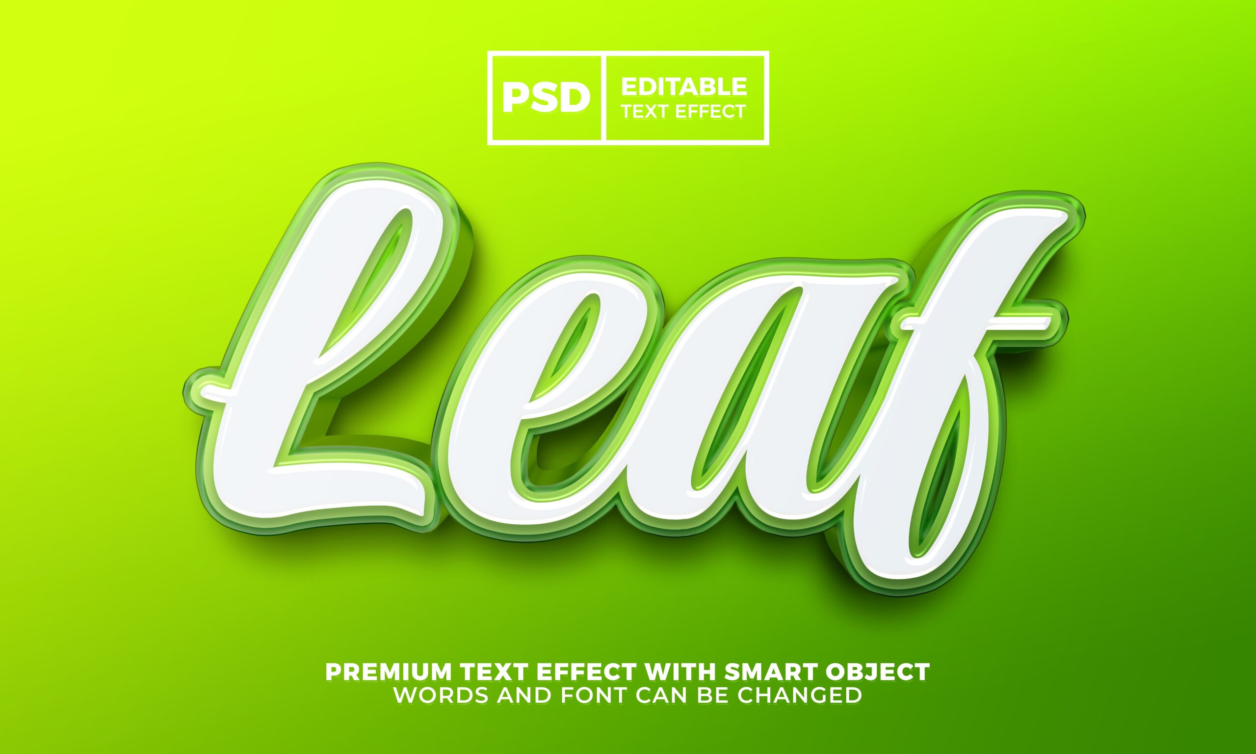 Glossy leaf green Nature Logo template 3D editable text effect style 