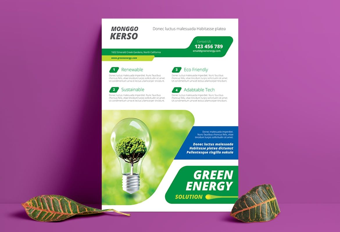 Green Energy Solution Editable Design Free Template