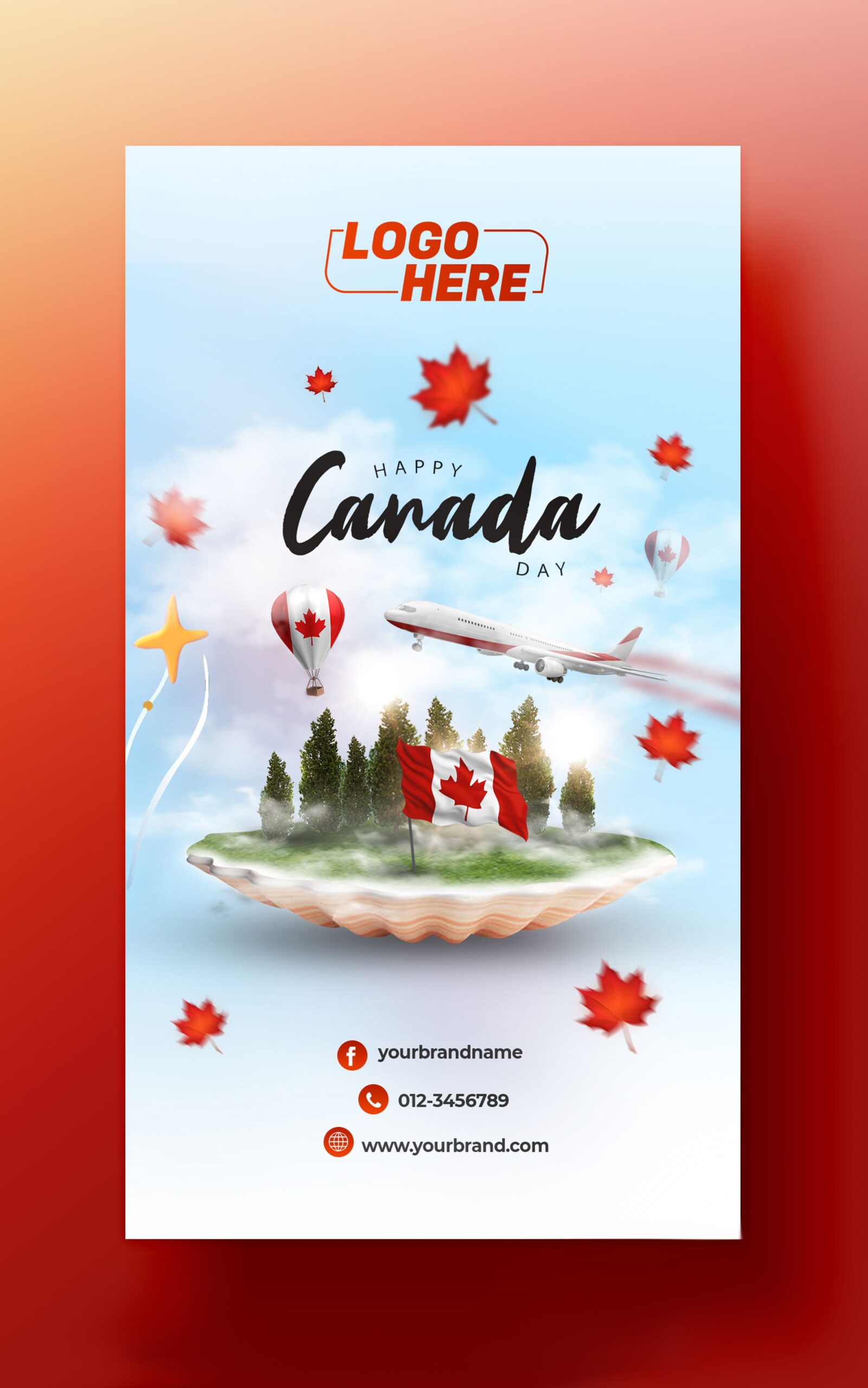July 1st Canada Day Promotional Flyer PSD Design
