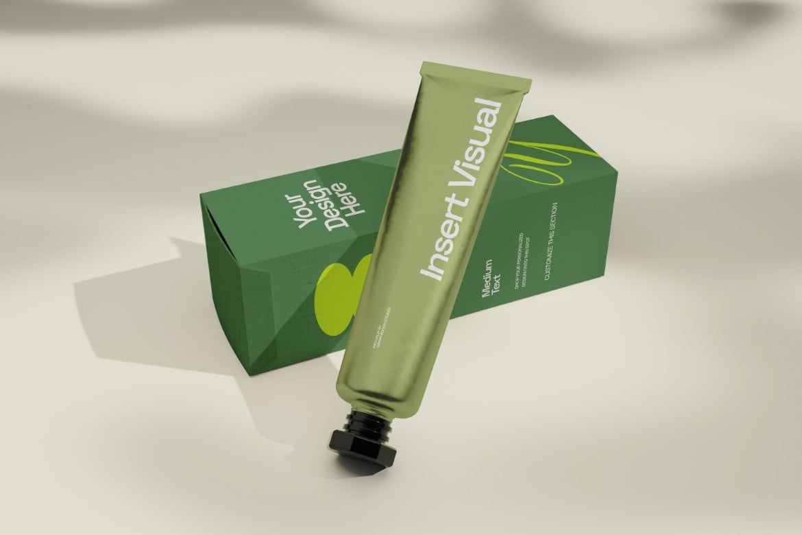 Metal Tubular Skincare Bottle Packaging Mockup