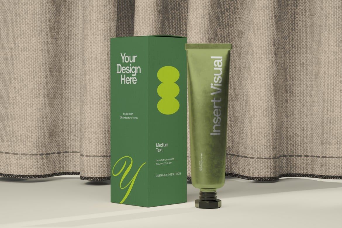 Metal Tubular Skincare Bottle Packaging Mockup
