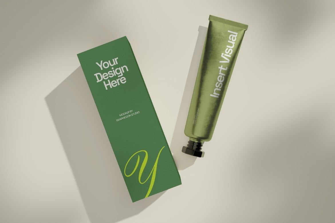 Metal Tubular Skincare Bottle Packaging Mockup