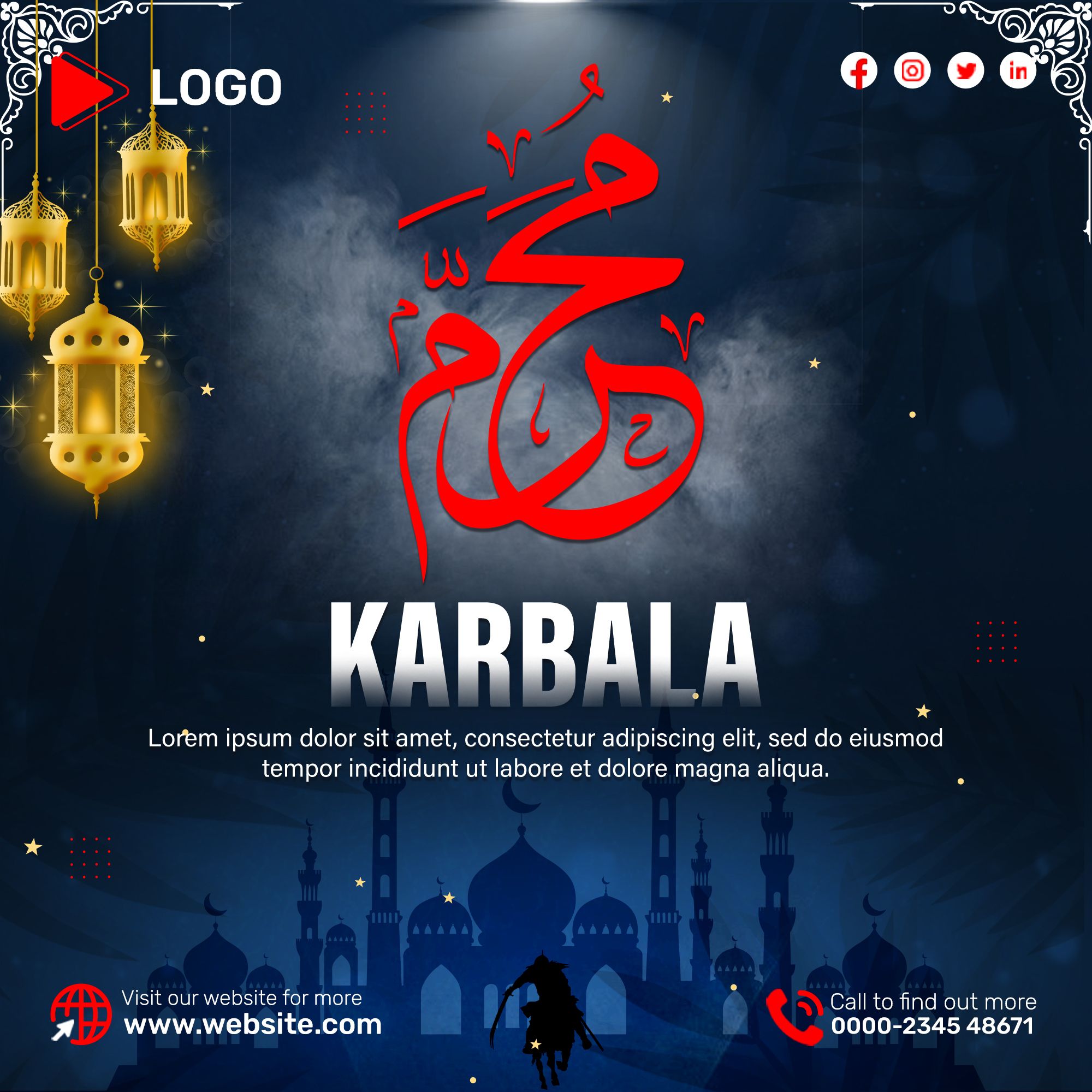 Muharram Karbala Flyer PSD Template – Free Islamic Design