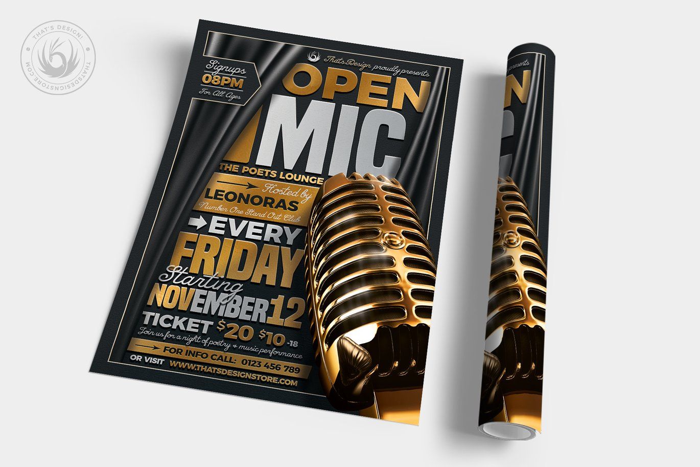 Open Mic Flyer Free PSD Template