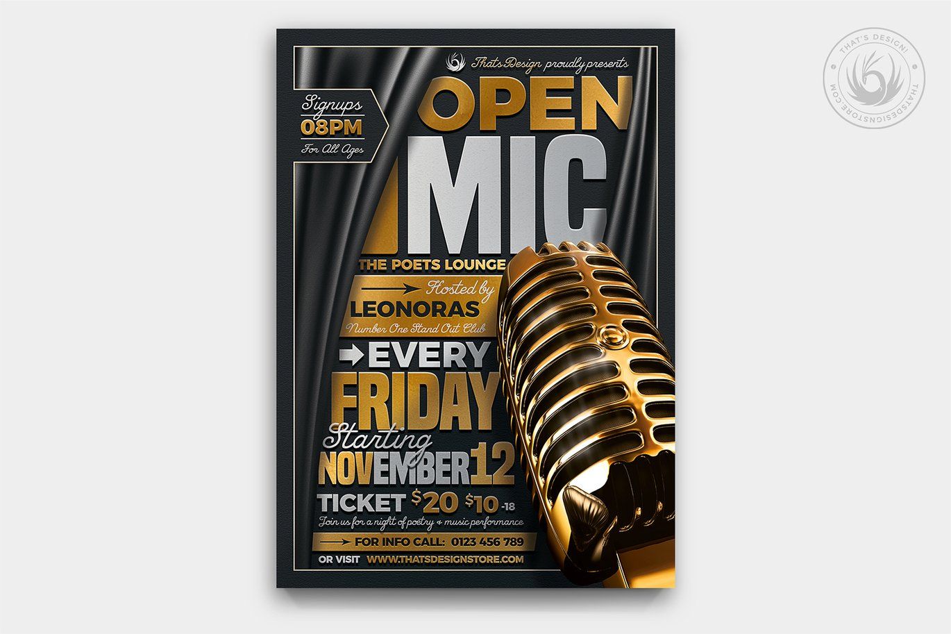Open Mic Flyer Free PSD Template