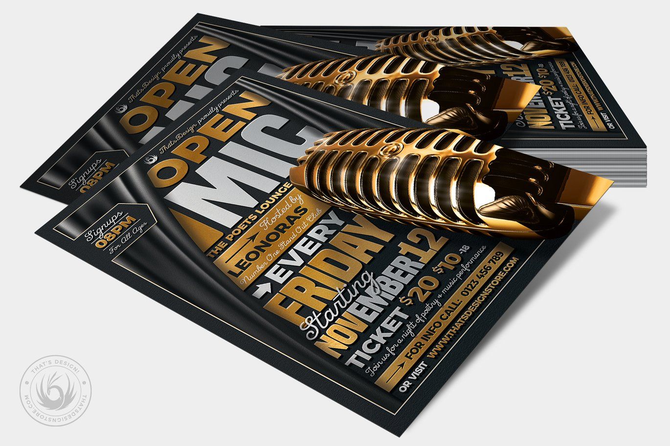 Open Mic Flyer Free PSD Template