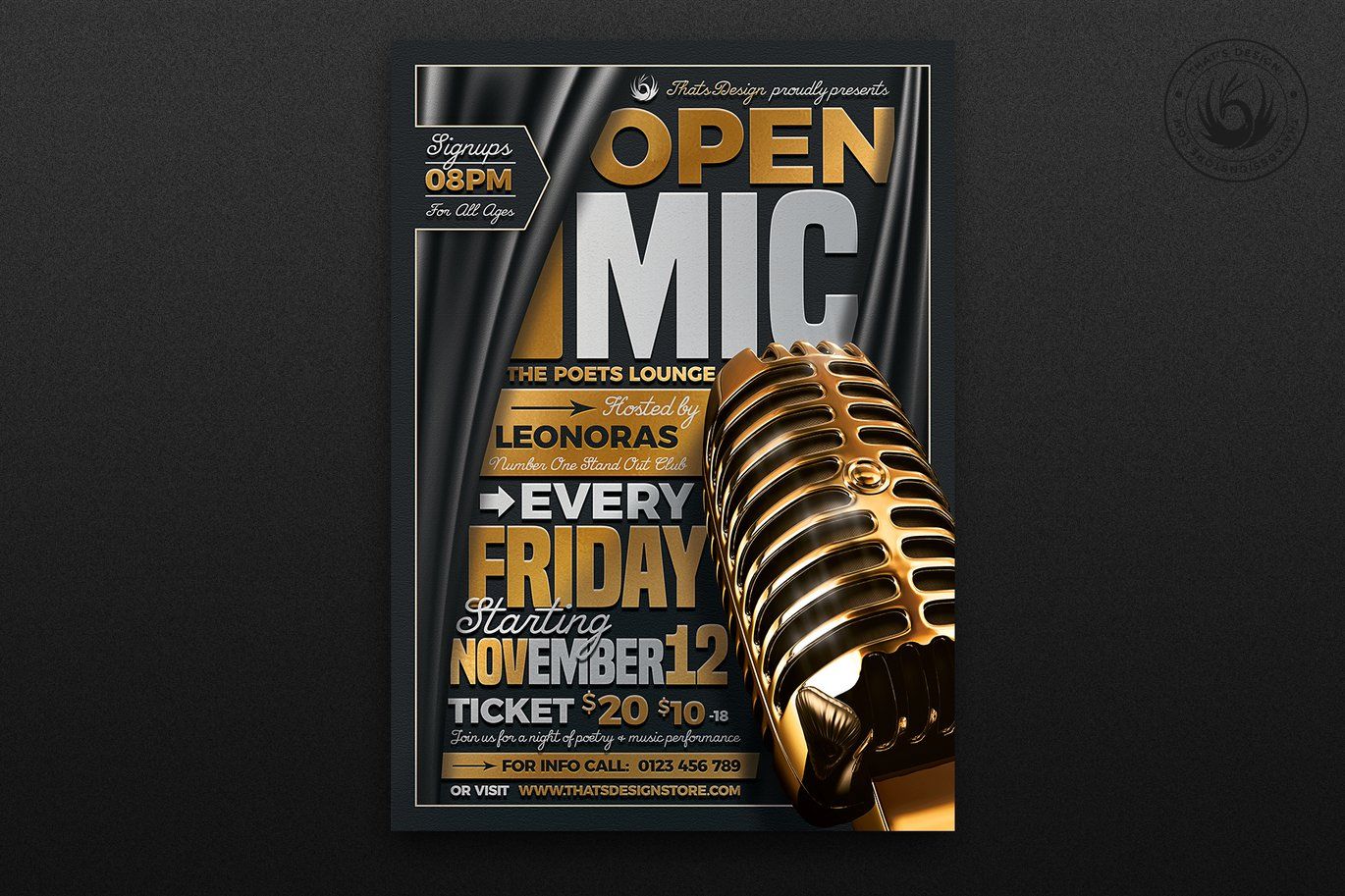 Open Mic Flyer Free PSD Template