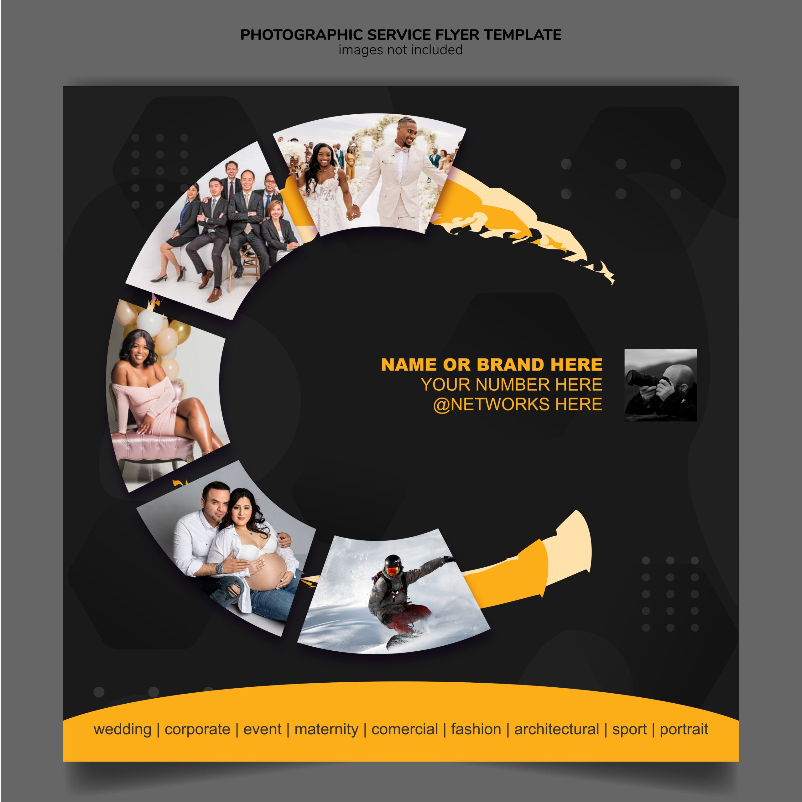 dgmockup.com Photography Flyer PSD Template with 6 Photo Frames