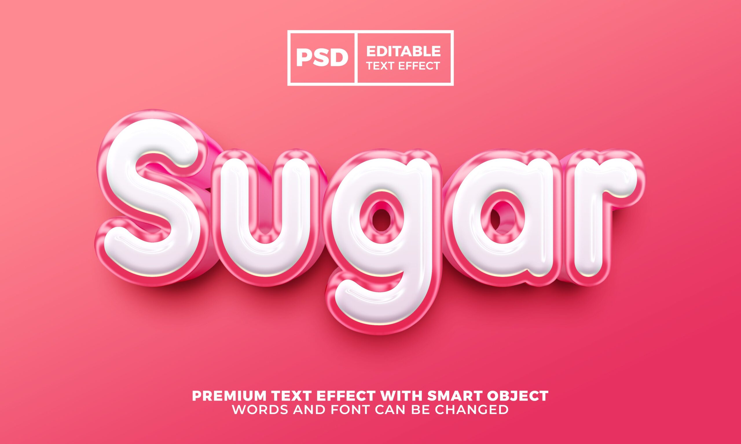 Pink Sugar Editable Text Effect Premium PSD