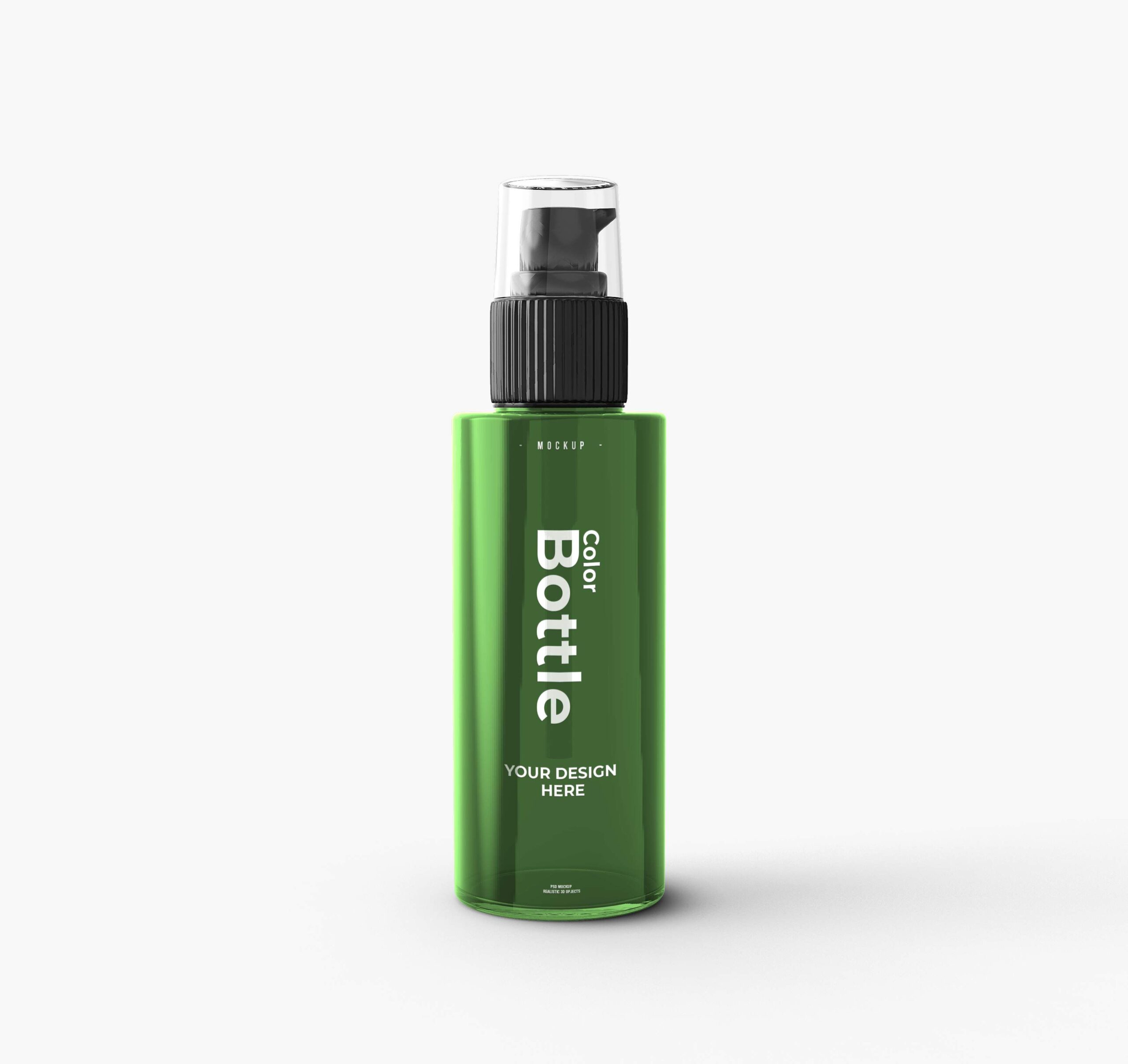 Premium Green Cosmetic Pump Bottle Mockup PSD